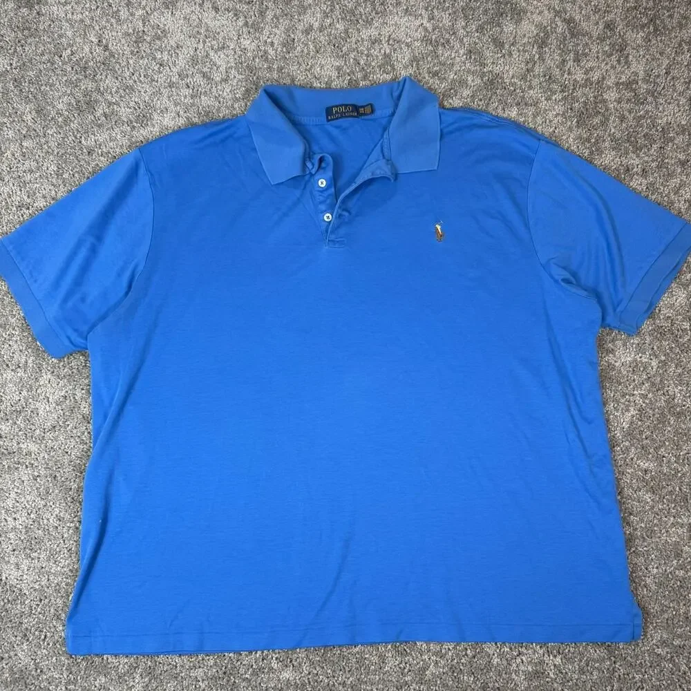 Polo Ralph Lauren Polo Shirt Mens 3XB Blue Casual Pony Golf Modern Pima Soft